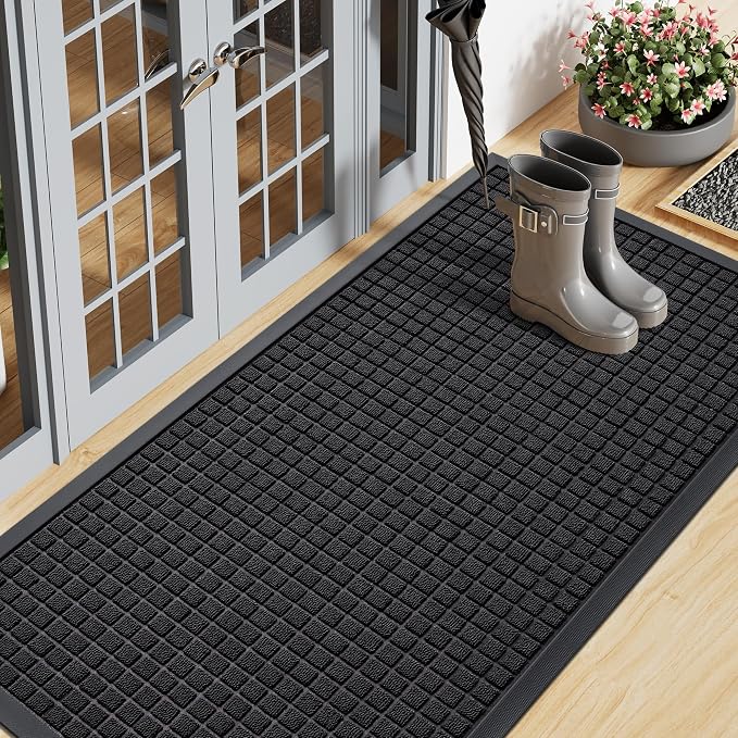 Smiry Front Door Mat Outside Entrance, Heavy Duty Natural Rubber Doormat by Smiry