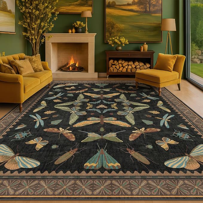 Black Washable 7x9 Large Area Rugs - Image 6
