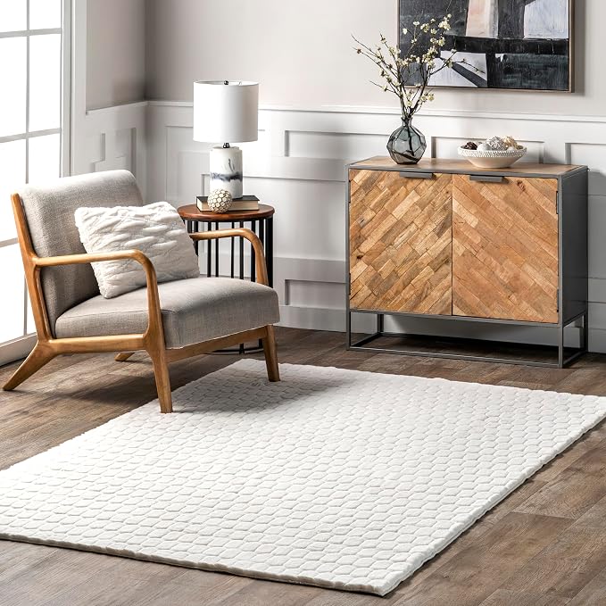Nuloom Nia White/Ivory, Cozy Shag, Fluffy and Soft, High Traffic, Stain by nuLOOM