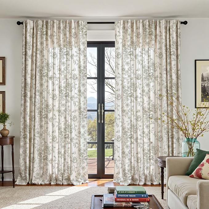 jinchan Linen Floral Curtains 100 Inch Extra Wide - Image 5
