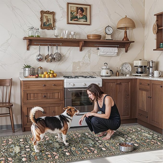 Washable 2x8 Hallway Runner Rug: Vintage Water-Resistant Kitchen Entryway Rug by HYHAOYUNLAI