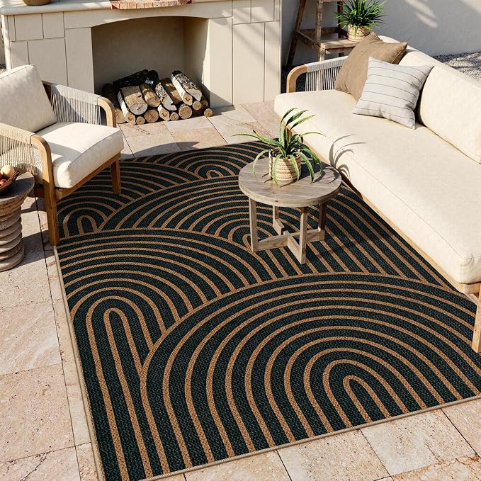 Lahome Modern Rainbow Easy Jute Carpet, Washable 5x7 Area Rugs - Image 5