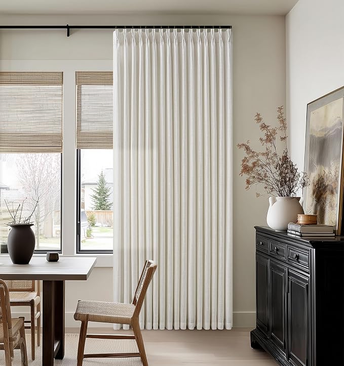 Farmhouse Linen Pleat Ivory Cream Semi Sheer Curtains 80 Inch Long 2 Panels | by Twodrapes