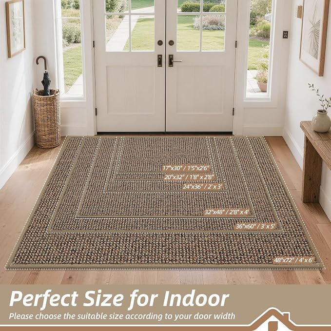 BEQHAUSE Dirt Trapper Door Mat 36" x 60", Non-Slip Washable Doormats, Low - Image 2