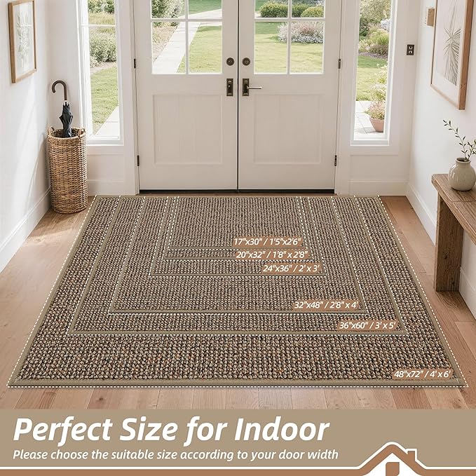 BEQHAUSE Dirt Trapper Door Mat 17" x 30", Non-Slip Doormats, Dirt Resist and - Image 2