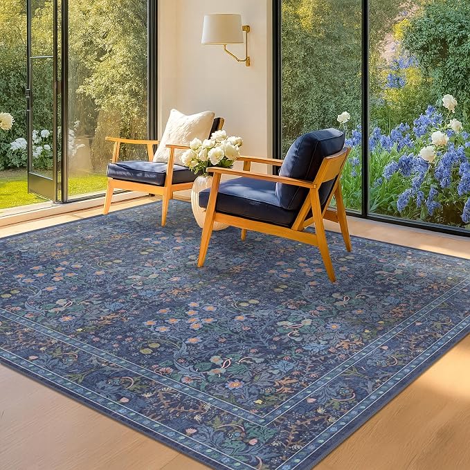 Dark Navy Blue Living Room Rug 5x7 Area Rug - Image 8