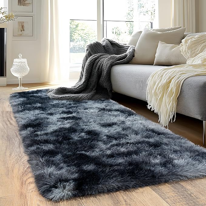 Runner Rugs for Bedroom, 2x6 Fluffy Throw Area Rug Non Slip for Bedside Dorm by Quntue