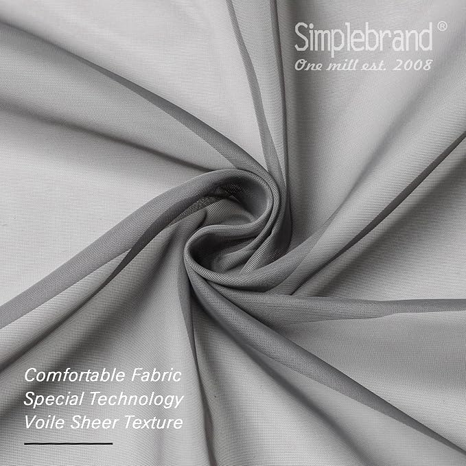 Simplebrand Grey Short Sheer Curtains 45 Inch Length - Image 5