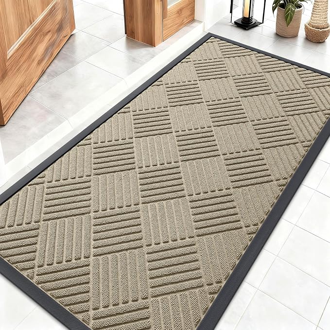 OLANLY Front Door Mat Outside Entrance 47x23, Heavy Duty Sturdy Natural Rubber by OLANLY