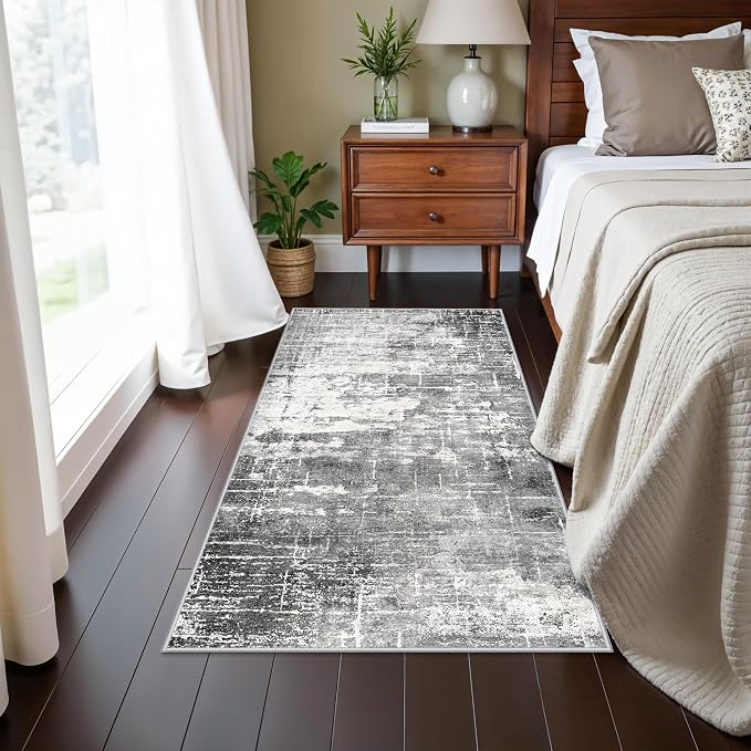Abstract 2x4 Entryway Area Rugs: Washable Water Resistant Kitchen Rug Non-Slip - Image 4
