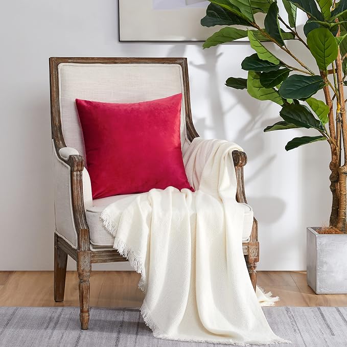 GIGIZAZA Red Velvet Decorative Throw Pillow Covers 18x18 - Image 5