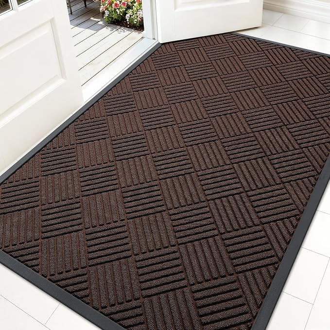 OLANLY Front Door Mat Outside Entrance 59x34, Heavy Duty Sturdy Natural Rubber by OLANLY