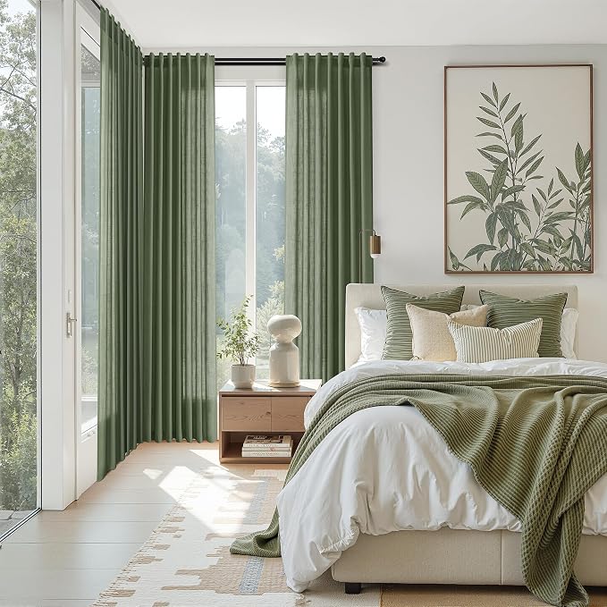 Nanspring Forest Green Linen Curtains 63 Inch Length - Image 7