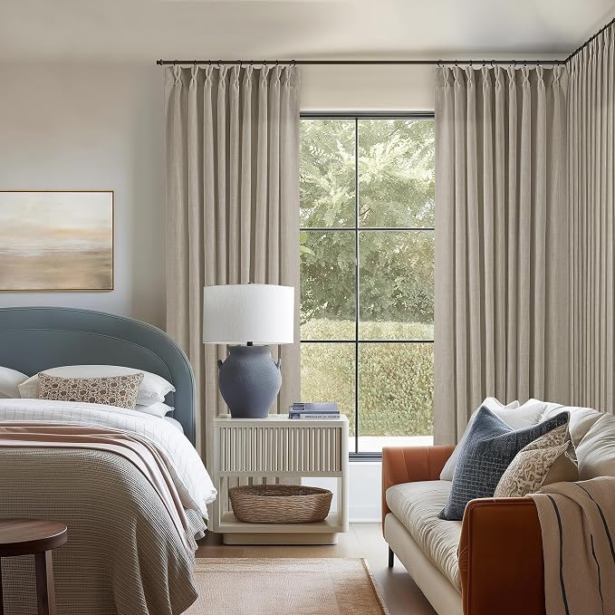 Burlywood Birch Taupe Pinch Pleated Linen W60xL102 Inch Curtains | - Image 7