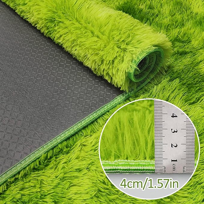 Tie-Dyed Runner Rug for Bedroom Green 2x6ft Fluffy Area Rug Bedside Runner Rug - Image 2