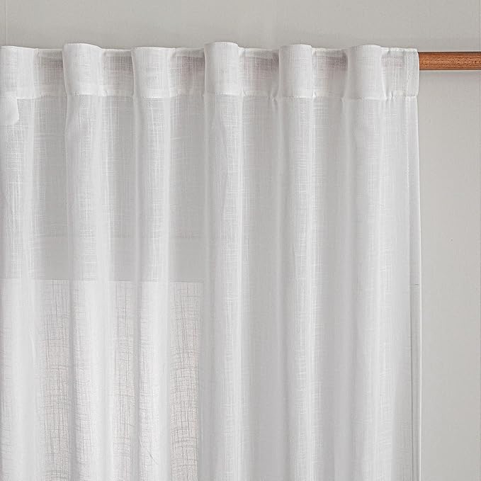 MYSKY HOME Floor to Ceiling Curtains 108 Inches White Sheer Window Drapes - Image 8