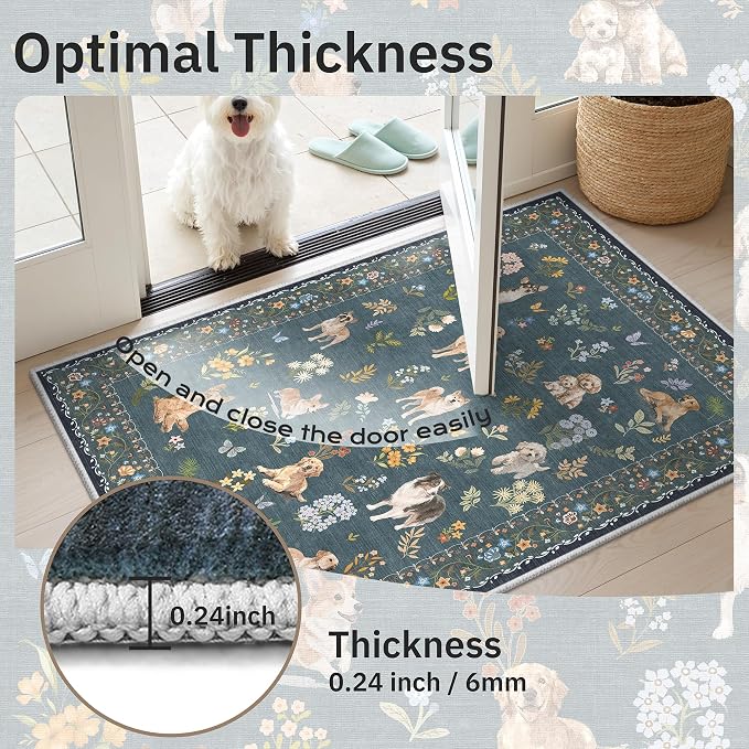 Soalmost 2x3 Dog Rugs for Entryway, Washable Door Mat Soft Rug Navy Blue | - Image 5