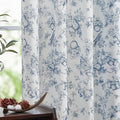 jinchan Linen Floral Curtains for Living Room 96 Inch Length Blue Printed by JINCHAN