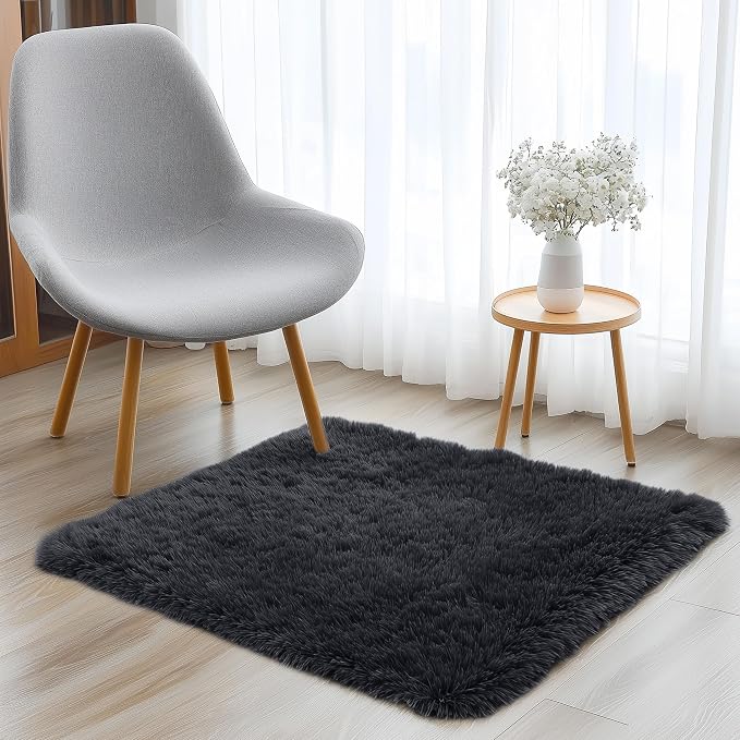 OLANLY 2x3 Machine Washable Small Bedside Rug, Soft Fluffy Shaggy Entryway - Image 6