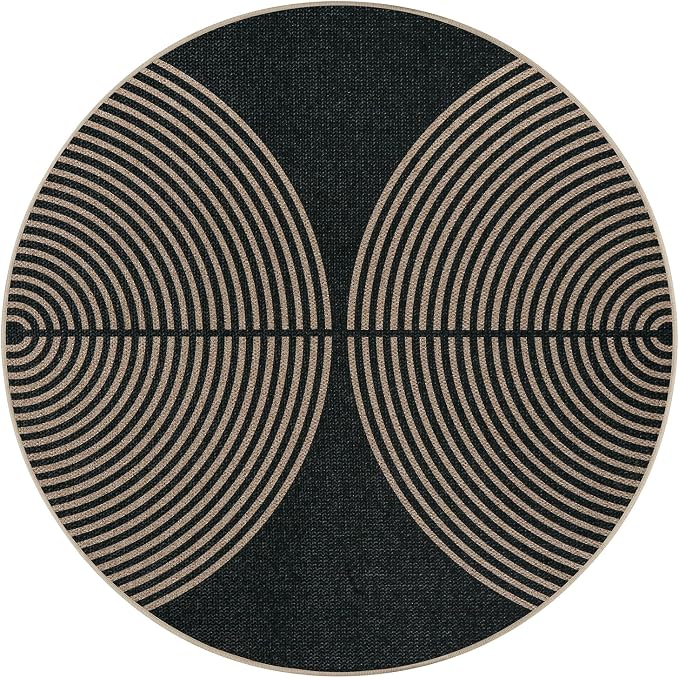 Lahome Enfys Modern Rainbow Round Rug, 6ft Easy Jute Circle Patio Rug Washable - Image 7