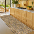 Brown 3x8 Vintage Kitchen Runner Rug Stain Resistant, Wide Washable Non Skid by HazoHaus