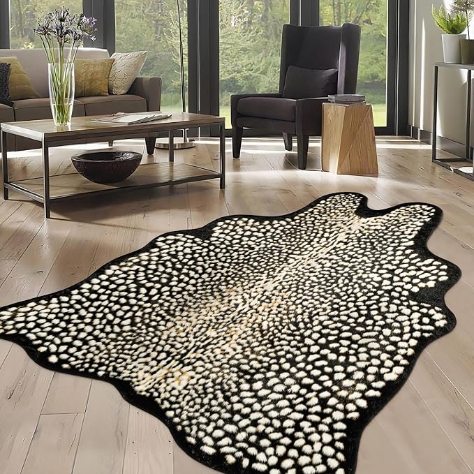 Leopard Print Rug for Living Room, Cheetah Rug 5.2x7 Faux Animal Print Skin by WARMHAVEN
