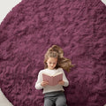 OLANLY Burgundy Round Rugs for Bedroom by OLANLY