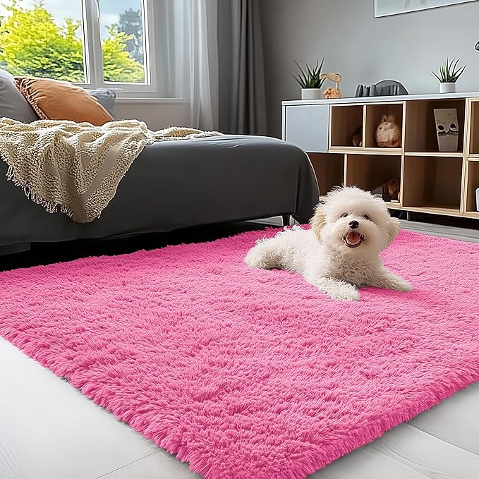 OLANLY 3x5 Machine Washable Small Bedside Rug, Soft Fluffy Shaggy Rugs by OLANLY