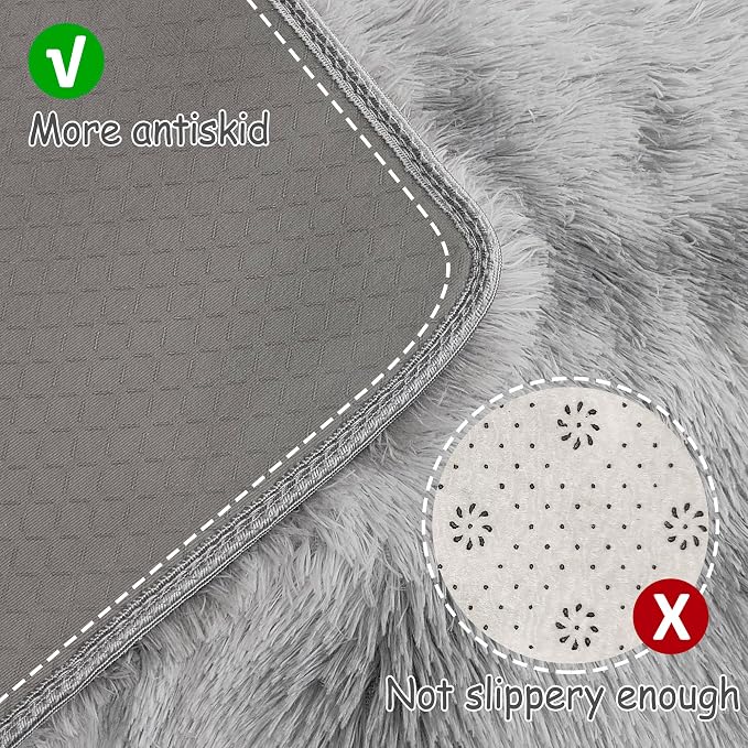 Super Soft Fluffy Living Room Area Rug 3x10 ft Tie-Dyed Light Grey Shaggy Furry - Image 3