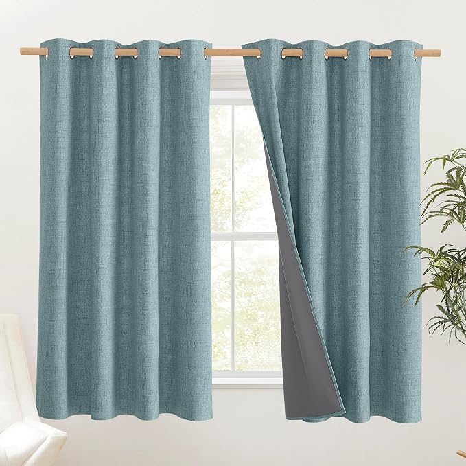 NICETOWN 100% Absolutely Blackout Linen Curtains - Image 2