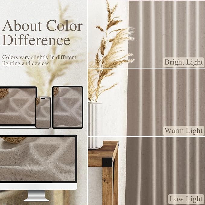 Nanspring Ecru Curtains 63 Inch Length - Image 3