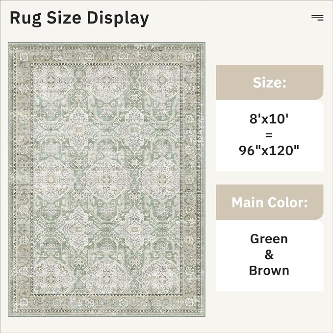 8x10 Area Rugs, Washable Rugs, Large Stain Resistant Area Rug - Image 5