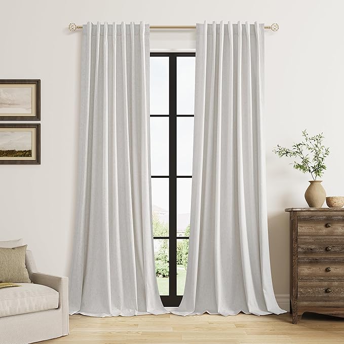 Guken Natural 100% Blackout Curtains 102 Inch Length 2 Panels Set by Guken