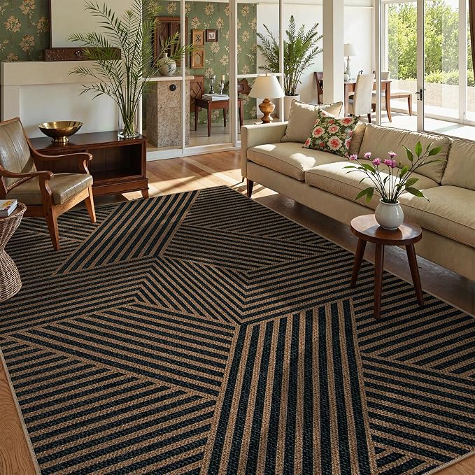 Lahome Modern Geometric Easy Jute Carpet, 6x9 Area Rugs by Lahome