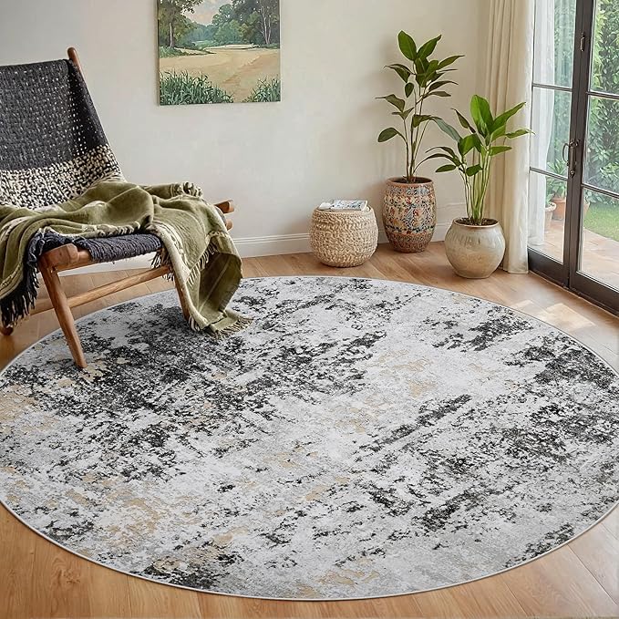 Round Rug 6ft Circle Rug Washable: Carpet Small Circular Area Rug by Aelenmu