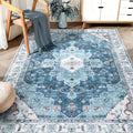 SERISSA Boho Area Rug 5x7 Blue, Washable Large Rugs by SERISSAHomeDecorCollection