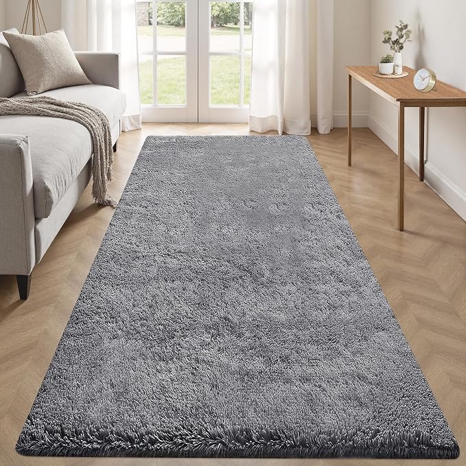 2x6 Runner Rug for Bedroom: Fluffy Shag Soft Washable Rugs Small Fuzzy Plush by VECARF