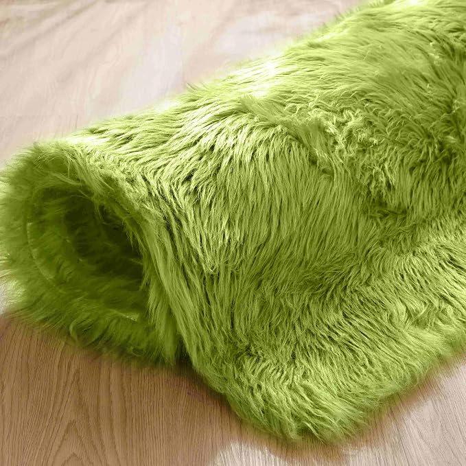 Goolela Lime Green Area Rug 8x10 Fluffy Fuzzy Furry Rug - Image 8