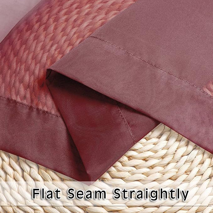 OVZME Burgundy Sheer Curtains 63 inch Length 2 Panels Set - Image 5