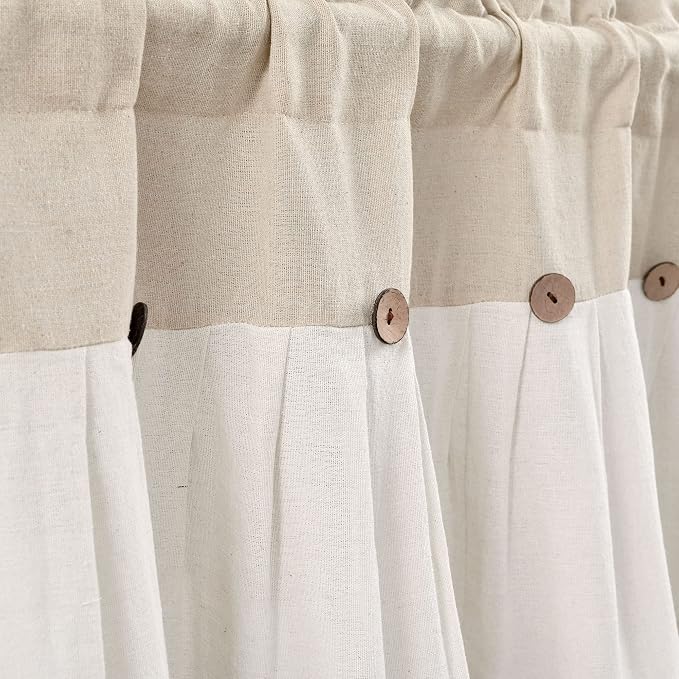 Lush Decor Linen Button Farmhouse Valance Curtians 84"W x 18"L Linen - Image 3