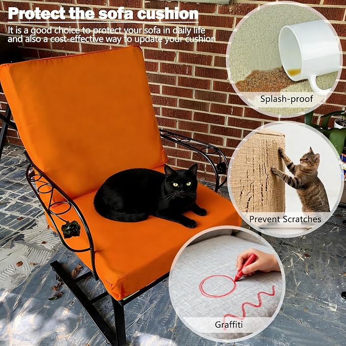 Sqodok Patio Cushion Cover 24x24 inch, Outdoor Seat Cushion Slip Cover - Image 7