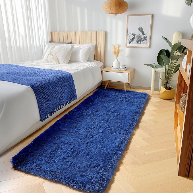 ONASAR Navy Blue Runner Rugs for Bedroom Living Room, Fluffy 2x6 Bedside - Image 5