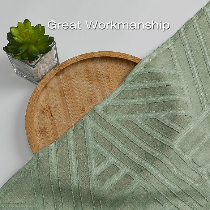 Simplebrand Sage Green Semi Sheer Curtains 84 Inches Long 2 Panels, Light - Image 6