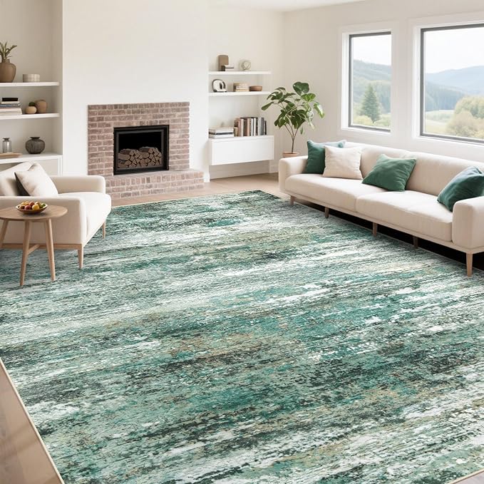 9x12 Area Rug for Living Room, Washable Modern Abstract Large Area Rug Neutral by XLUEZ