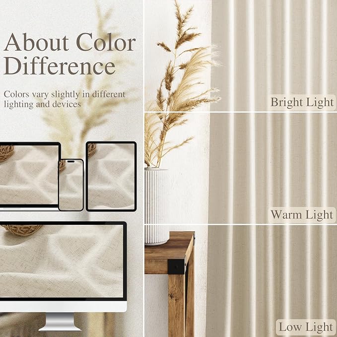 Nanspring Vanilla Linen Curtains 120 Inches Long - Image 3