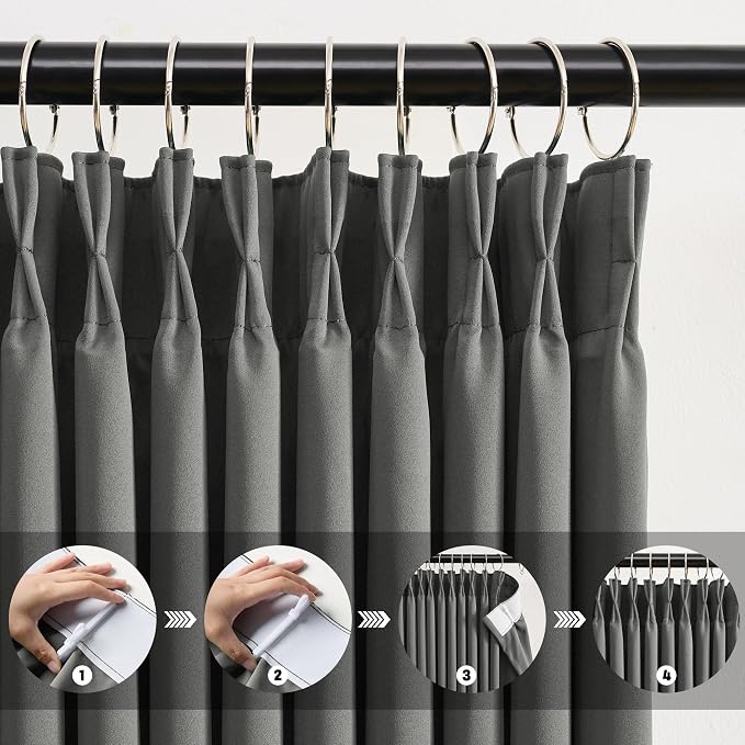 Blackout Pleated Curtains 84 Inches Long, Privacy Window Drapes - Image 2