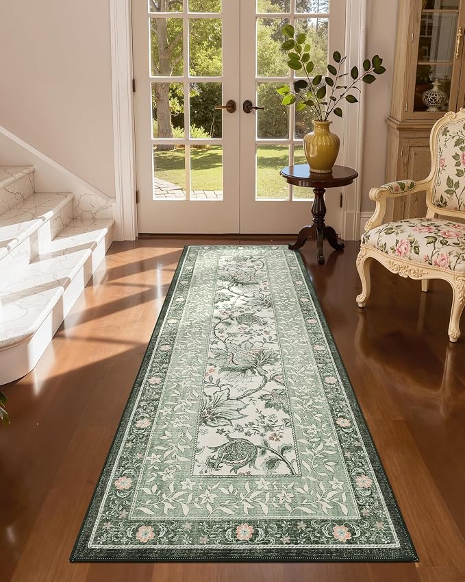 GarveeHome Sage Green 2.5 x 8 Washable Kitchen Runner Rugs Non Slip Provence - Image 3
