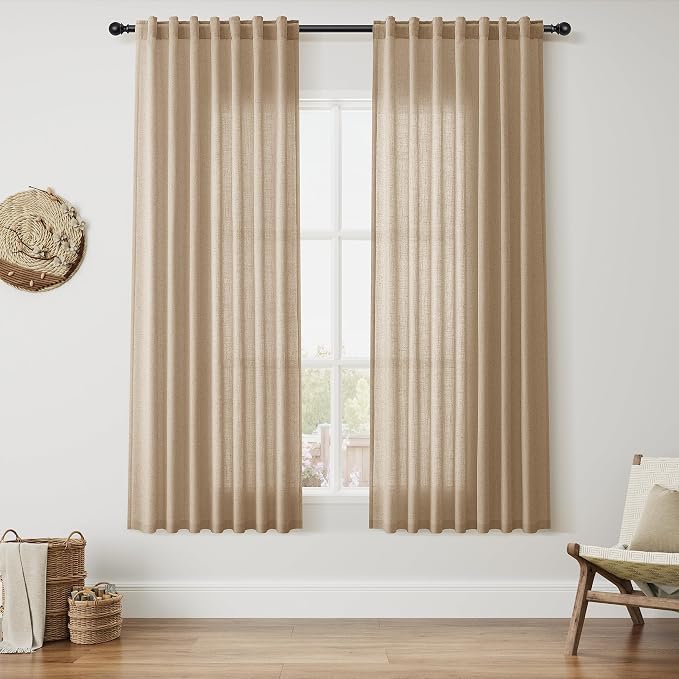 Nanspring Sand Beige Curtains 63 Inch Length by Nanspring
