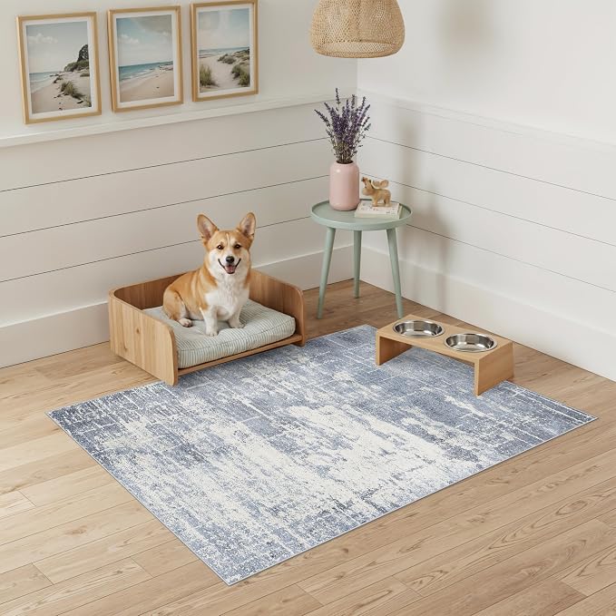 Washable 2x3 Entryway Area Rug: Modern Abstract Neutral Kitchen Rug Vintage - Image 2