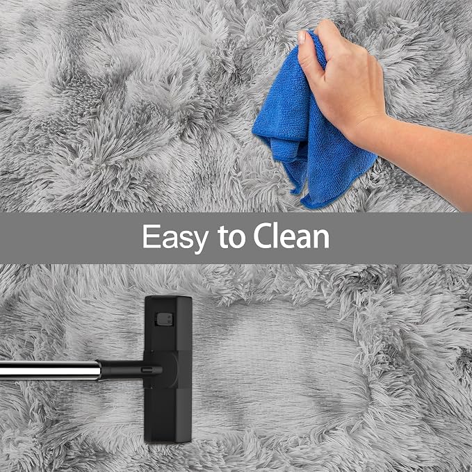 Tie Dye Grey Fluffy Rug for Bedroom 4x6ft Soft Shag Area Rug Mat Bedside Throw - Image 7